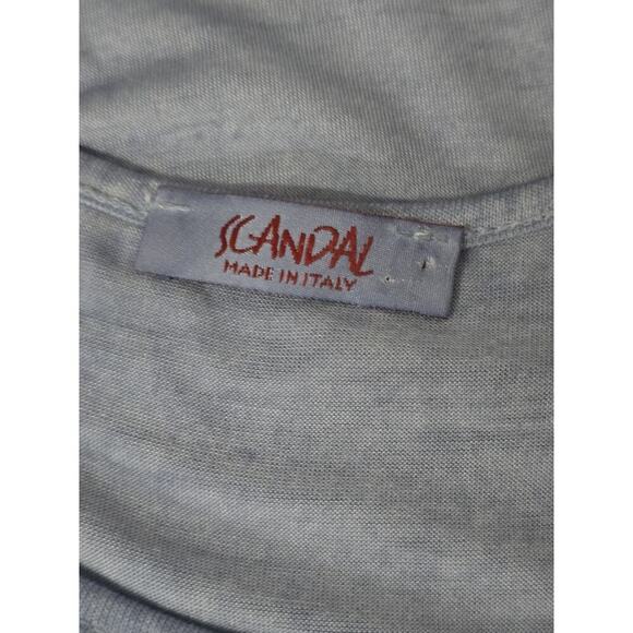 SCANDAL Made In Italy Sleeveless Boho Blue Cotton Ruffle Paillettes Top Medium - Picture 5 of 5